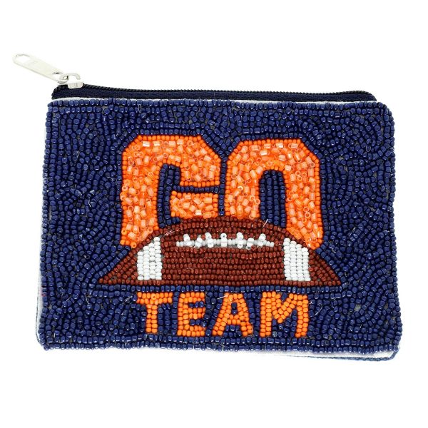 Go Team Seed Beaded Football Coin Bag : Blue White - Image 11