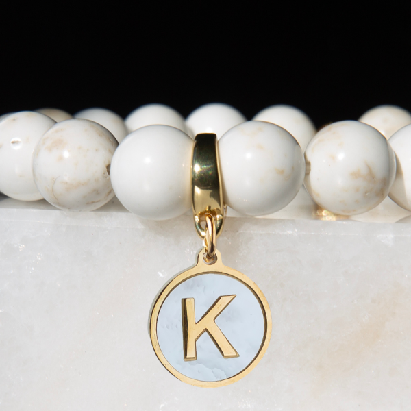 Alphabet Charm-Letter K, Mother of Pearl, Charm Bar, Initial - Image 2