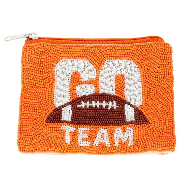 Go Team Seed Beaded Football Coin Bag : Blue White - Image 12