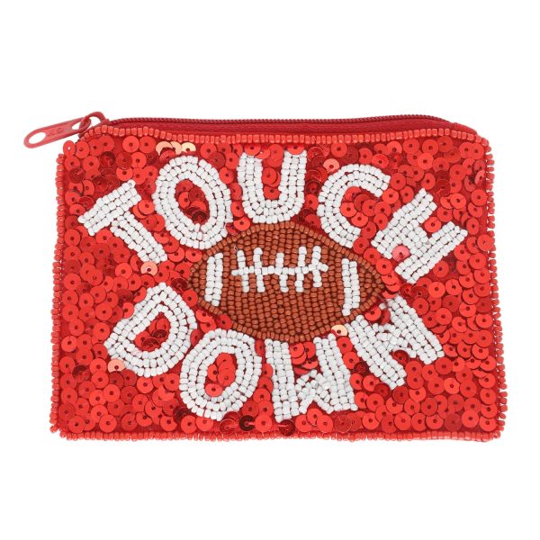 Game Day Football beaded Sequin Coin Bag: Blue White - Image 9