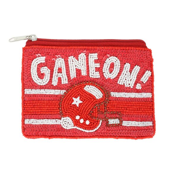Game On Bead Embroidered Football Coin Bag : Royal Blue - Image 12