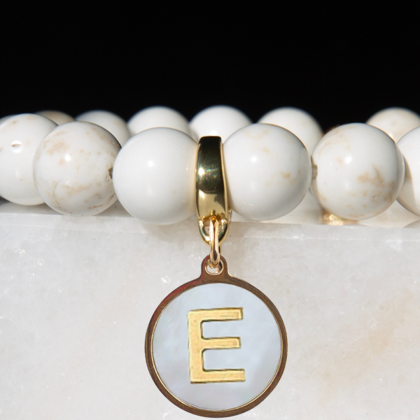 Alphabet Charm-Letter E, Mother of Pearl, Charm Bar, Initial - Image 2