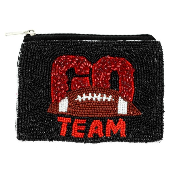 Go Team Seed Beaded Football Coin Bag : Blue White - Image 4