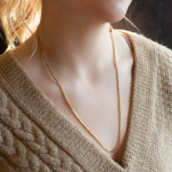 Gilded Gold Necklace-24" Curb Chain | Charm Bar Necklace - Image 2