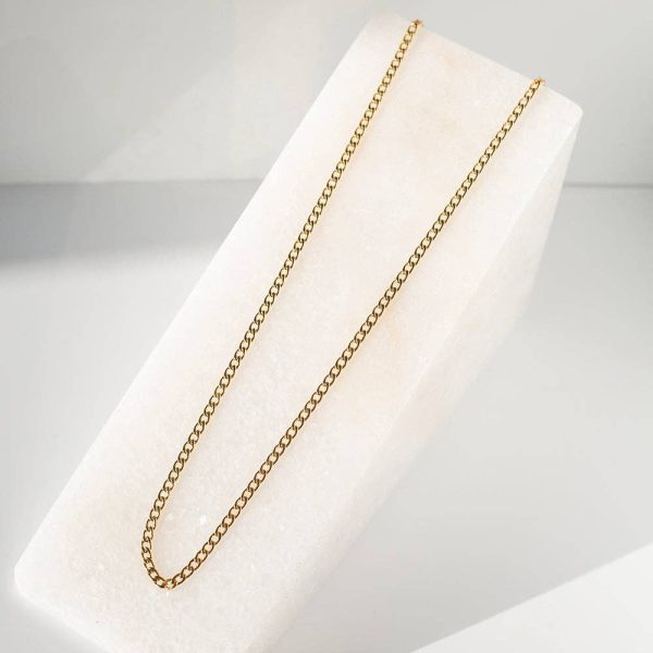 Gilded Gold Necklace-24" Curb Chain | Charm Bar Necklace - Image 3