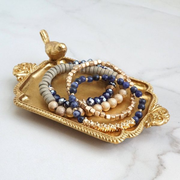 Bracelets stack of 4 piece beaded with Blue Semi Precious st - Image 2