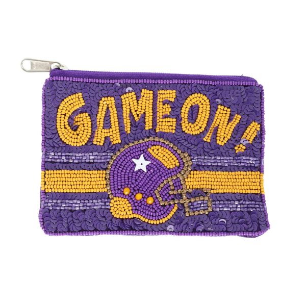 Game On Bead Embroidered Football Coin Bag : Royal Blue - Image 8