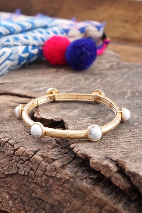 Jeweled Golden Bangle with semi precious stone dots: Shiny Gold - Dalmatian - Image 12