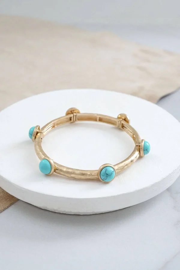 Jeweled Golden Bangle with semi precious stone dots: Shiny Gold - Dalmatian - Image 16