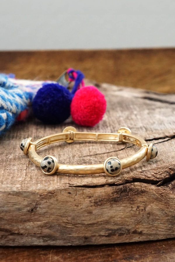 Jeweled Golden Bangle with semi precious stone dots: Shiny Gold - Dalmatian - Image 9