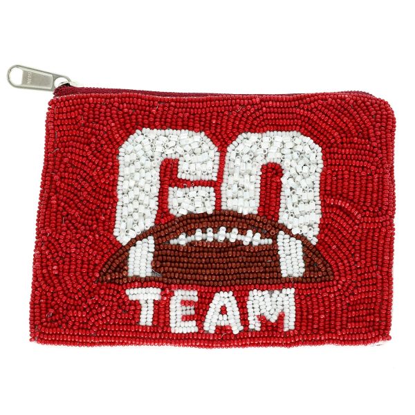 Go Team Seed Beaded Football Coin Bag : Blue White - Image 9