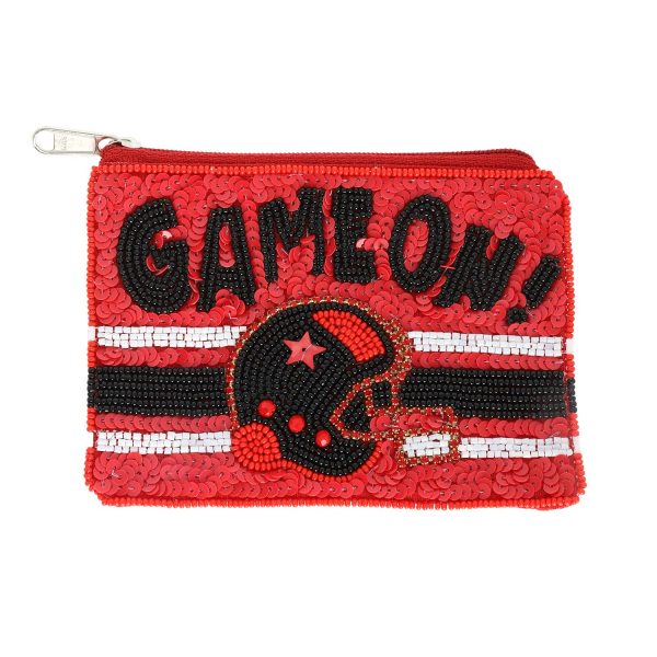 Game On Bead Embroidered Football Coin Bag : Royal Blue - Image 10