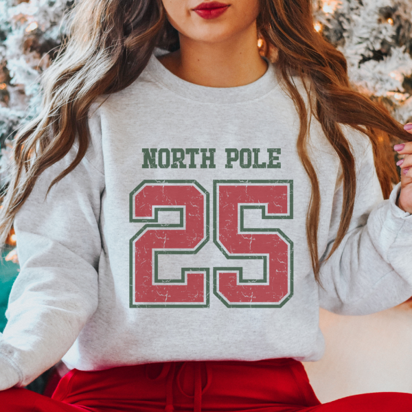 North Pole 25 Christmas Sweatshirt: White - Image 3