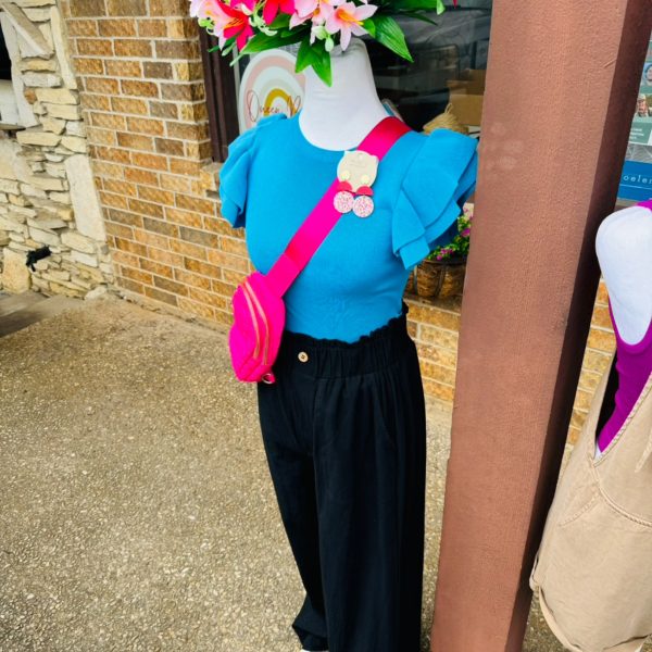 Marine Blue Flutter Sleeve body suit