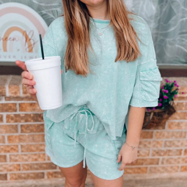 Teal cargo shorts