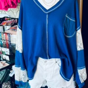 POL white and blue top
