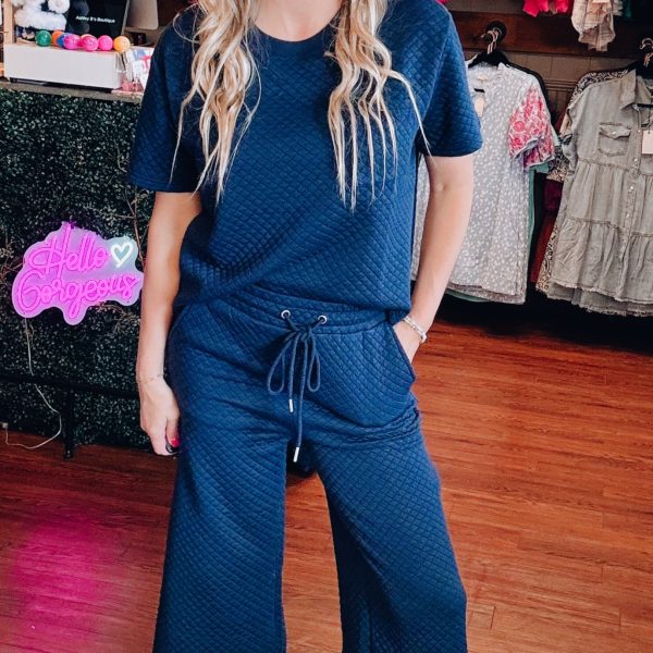 Navy Quilted Pants