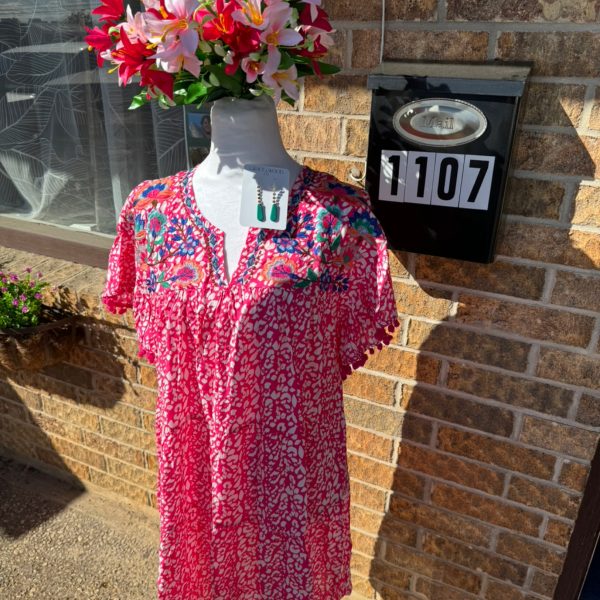 Pink Polka Dot Embroidery Dress