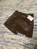 Brown Pleather Shorts