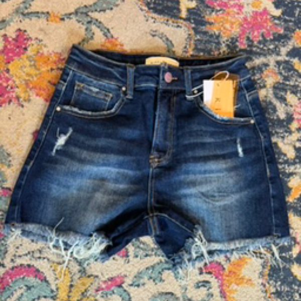 Denim Risen Frayed Shorta