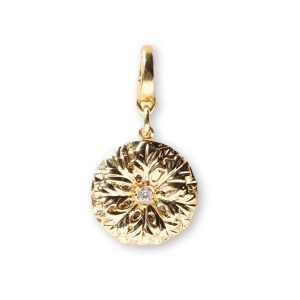 Flower Medallion Charm, CZ, Charm Necklace | Charm Bracelet