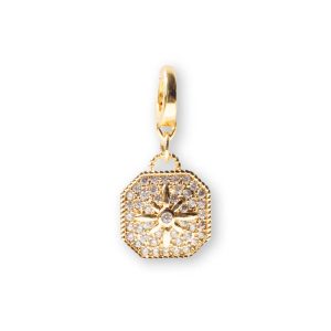 Octagon Medallion Charm, CZ | Charm Bar | Charm Necklace