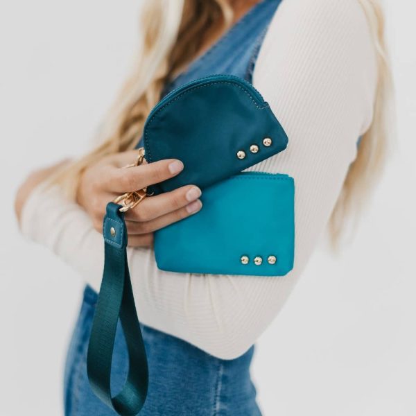 Dolly Dual Pouch Wristlet: Teal/Blue
