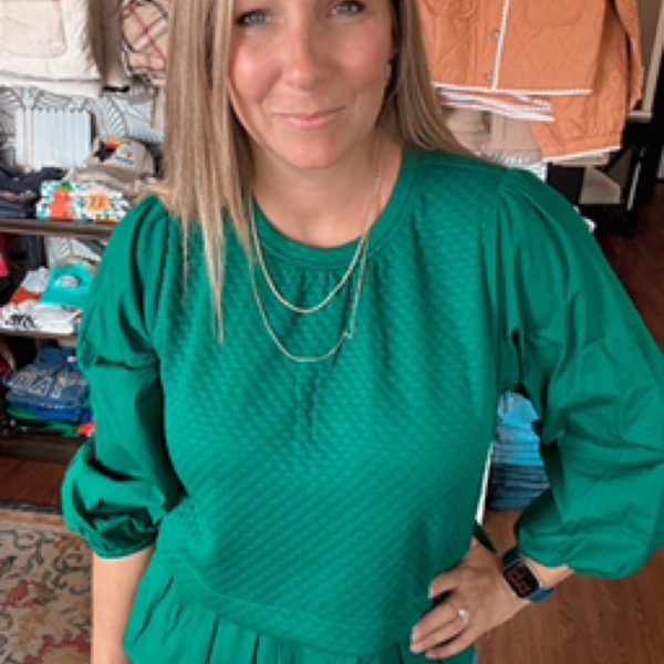 Mixed Media Hunter Green Top
