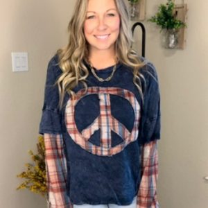 Mineral Wash Peace Sign Navy