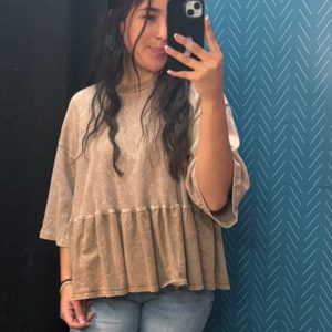Mineral Wash Mocha Babydoll Ruffles
