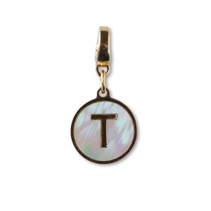 Alphabet Charm-Letter T, Mother of Pearl, Charm Bar, Initial