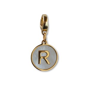 Alphabet Charm-Letter R, Mother of Pearl, Charm Bar, Initial