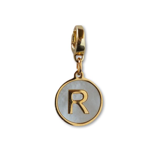 Alphabet Charm-Letter R, Mother of Pearl, Charm Bar, Initial