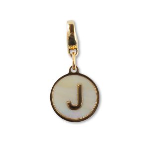 Alphabet Charm-Letter J, Mother of Pearl, Charm Bar, Initial
