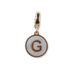Alphabet Charm-Letter G, Mother of Pearl, Charm Bar, Initial