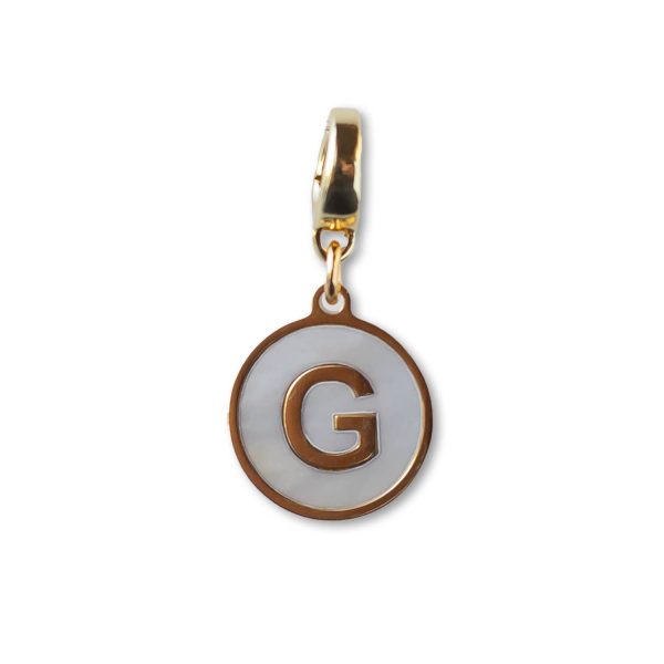 Alphabet Charm-Letter G, Mother of Pearl, Charm Bar, Initial