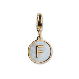 Alphabet Charm-Letter F, Mother of Pearl, Charm Bar, Initial