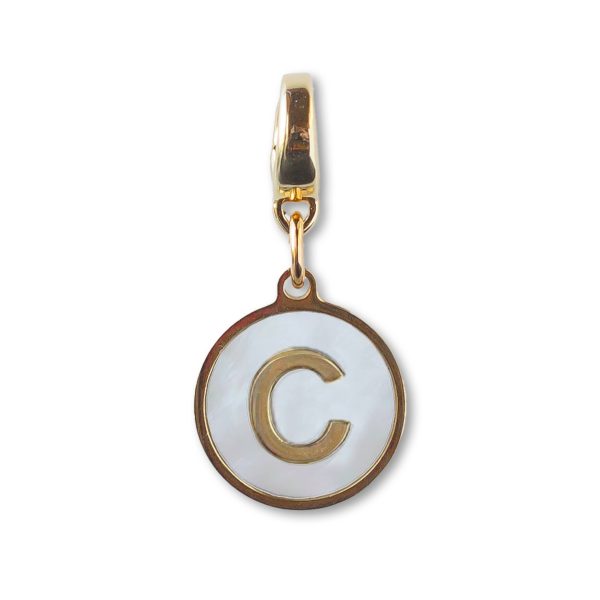 Alphabet Charm-Letter C, Mother of Pearl, Charm Bar, Initial