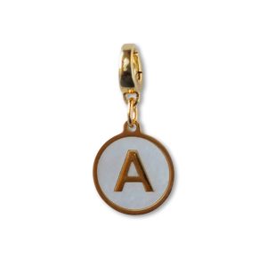 Alphabet Charm-Letter A, Mother of Pearl, Charm Bar, Initial