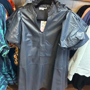 Puff Sleeve Leather Dress