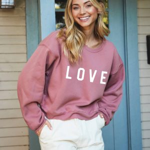 LOVE Mid Graphic Sweatshirt: MAUVE, L