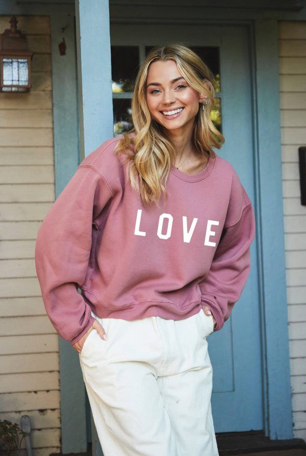 LOVE Mid Graphic Sweatshirt: MAUVE, L