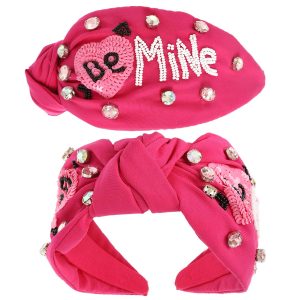 Valentines Day Top Knotted Embellished Headband: Fuchsia