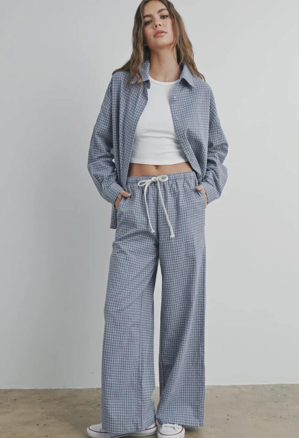 Blue checkered button down