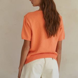 The Dana Sweater Top In Salmon