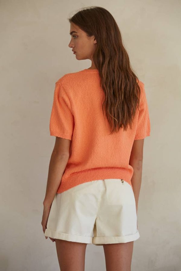 The Dana Sweater Top In Salmon