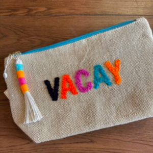 Vacay Burlap Pouch