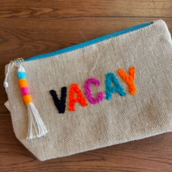 Vacay Burlap Pouch
