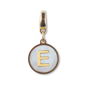 Alphabet Charm-Letter E, Mother of Pearl, Charm Bar, Initial