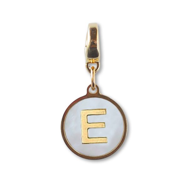 Alphabet Charm-Letter E, Mother of Pearl, Charm Bar, Initial